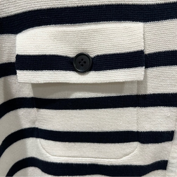 J. Crew Black and White Striped Button Down Sweater-Size Large - Picture 5 of 6